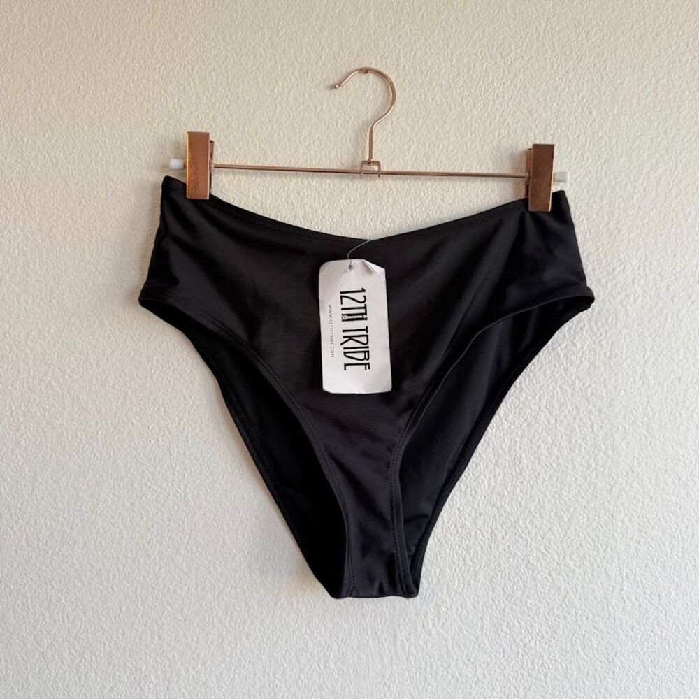 Marina West x 12th Tribe High Rise Cheeky Bikini Bottoms in Black size Small NWT